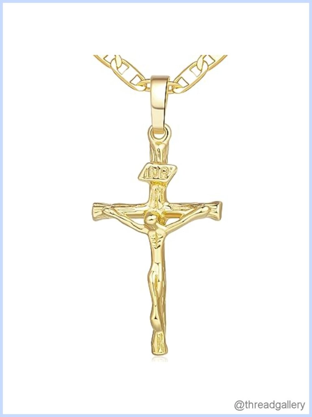 14K Gold Plated Cross Necklace Jesus Pendant Chain Religious Jewelry